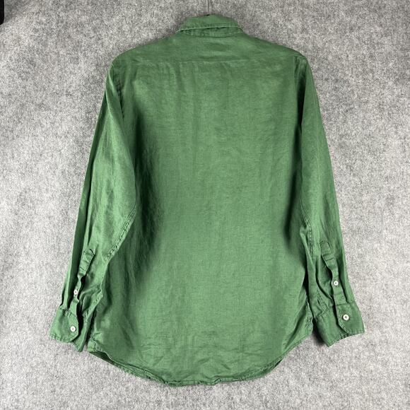 Bensimon 100% Linen Shirt Mens Small Green Button Down Long Sleeve Preppy - Picture 9 of 13